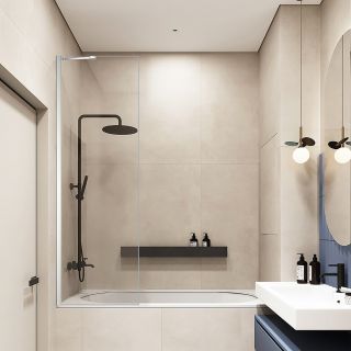 Шторка на ванну Veconi Palau PL-84, 600x1500, хром, стекло прозрачное